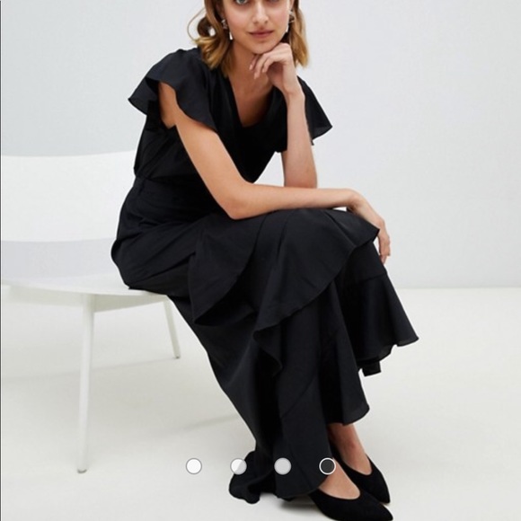 Vero Moda Ruffle Sleeve Asymmetric Maxi Dress - Picture 5 of 8